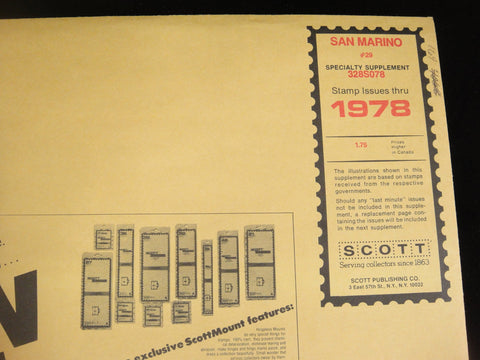 Scott 1978 San Marino Specialty Stamp Album Supplement 29 328S078