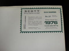 Scott 1976 San Marino Specialty Stamp Album Supplement 27 328S076