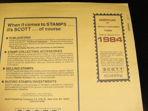 Scott American Series Stamp Supplement 45 United States 1984 170S084