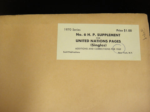 Scott 1969 U.N. Singles and Postal History Supplement 6 United Nations NOS