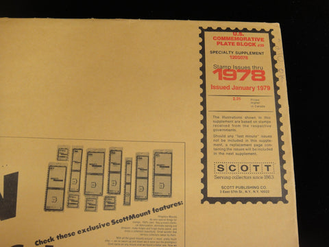 Scott 1978 Commemorative Plate Block Stamp Supplement 29 United States 120S078 NOS