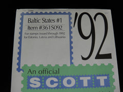 Scott 1992 Baltic States Specialty Stamp Album Supplement 1 361S092 NOS