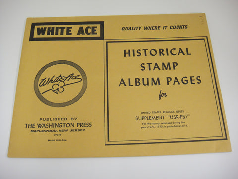 White Ace 1974-1975 United States Regular Issue Plate Blocks Supplement USR-PB7