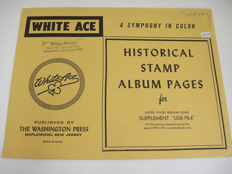 White Ace 1970-1971 Regular Issue Plate Blocks Supplement United States USR-PB4