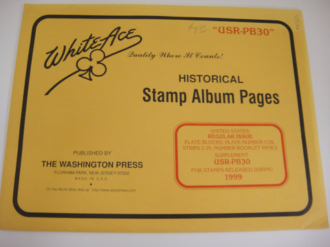 White Ace 1999 Regular Issue Plate Blocks Number Coil Strips Booklet Panes Supplement United States USR-PB30