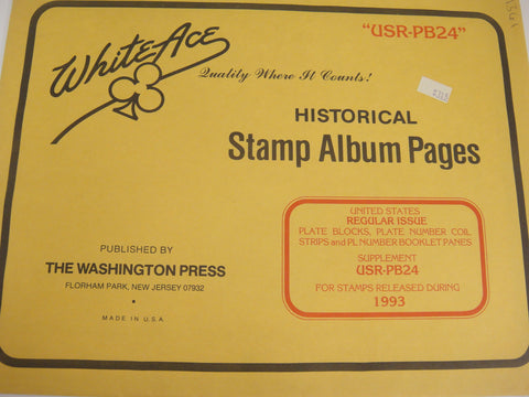 White Ace 1993 Regular Issue Plate Blocks Coil Strips Booklet Panes Supplement United States USR-PB24