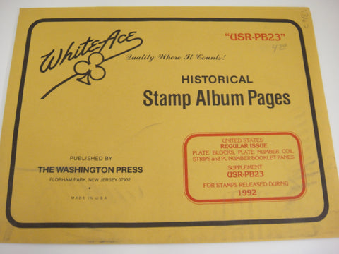 White Ace 1992 Regular Issue Plate Blocks Coil Strips Booklet Panes Supplement United States USR-PB23