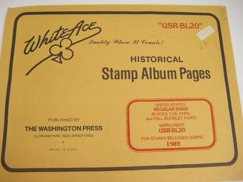White Ace 1989 Regular Issue Blocks Coil Pairs Booklet Panes Supplement United States USR-BL20