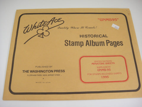 White Ace 1995 UN Miniature Sheets Album Supplement United Nations UNMS-95