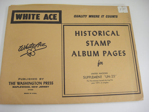 White Ace 1977 United Nations Singles Stamp Album Supplement UN-25