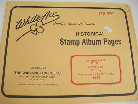 White Ace 1999 Netherlands Singles Stamp Album Supplement NE-33