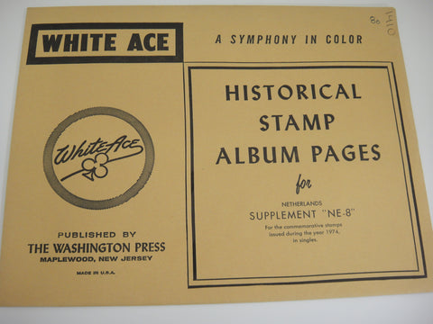 White Ace 1974 Netherlands Singles Stamp Album Supplement NE-8 NOS
