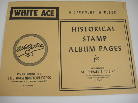 White Ace 1973 Netherlands Singles Stamp Album Supplement NE-7 NOS