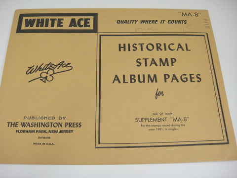 White Ace 1981 Isle of Man Stamp Singles Album Supplement MA-8 NOS