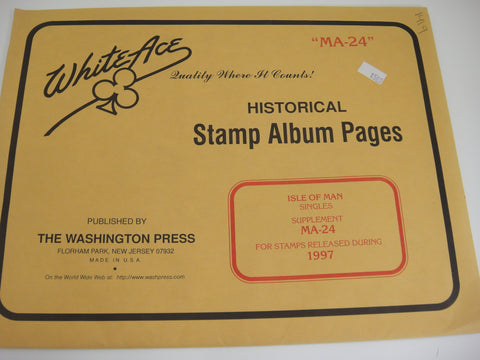 White Ace 1997 Isle of Man Stamp Singles  Album Supplement MA-24 NOS