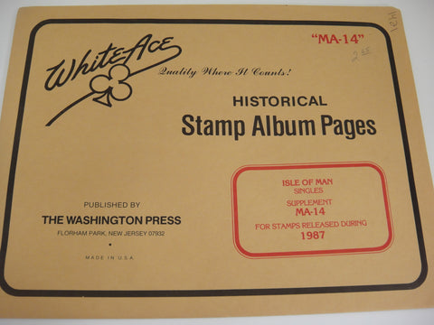 White Ace 1987 Isle and Man Stamp Singles Album Supplement MA-14 NOS