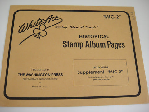 White Ace 1986 Micronesia Stamp Singles Album Supplement MIC-2
