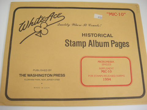 White Ace 1994 Micronesia Stamp Album Supplement Pages MIC-10 NOS
