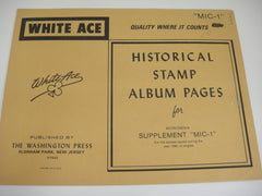 White Ace 1985 Micronesia Stamp Singles Album Supplement Pages MIC-01 NOS