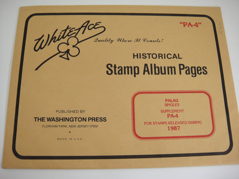 White Ace 1987 Palau Stamp Singles Album Supplement PA-4