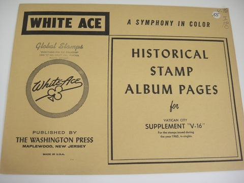 White Ace 1965 Vatican City Stamp Singles Album Supplement V-16 NOS