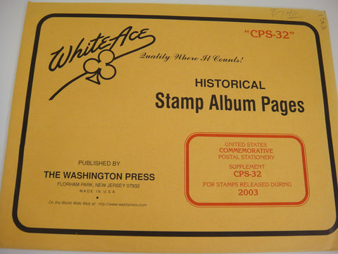 White Ace Commemorative Postal Stationery Supplement United States 2003 CPS-32