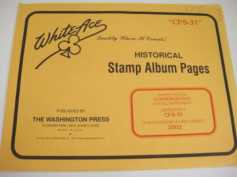 White Ace 20020Commemorative Postal Stationery Supplement United States CPS-31