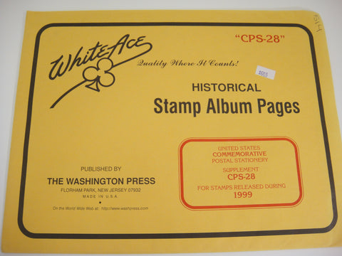 White Ace 1999 Commemorative Postal Stationery Supplement United States CPS-28