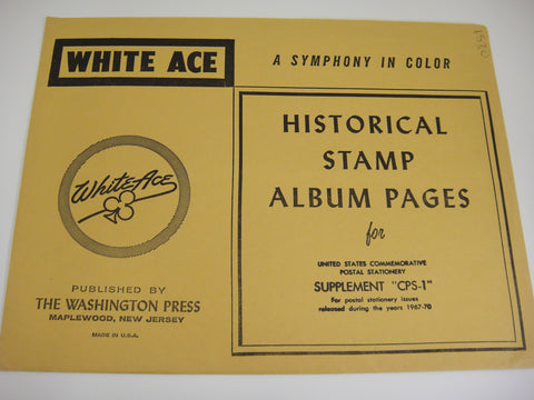 White Ace Commemorative Postal Stationery Supplement United States 1967-1970 CPS-01