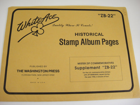 White Ace 1986 Mister Zip Commemorative Blocks of 4 Album Supplement ZB-22
