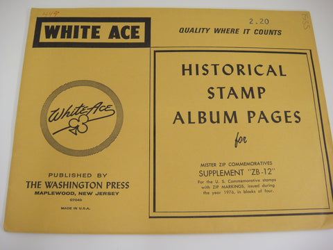 White Ace 1976 Mister Zip Commemorative Blocks Supplement United States ZB-12