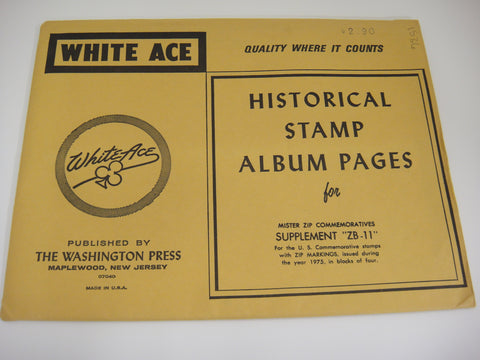 White Ace 1975 Mister Zip Commemorative Blocks Album Supplement United States ZB-11 NOS