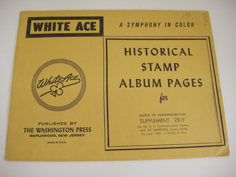 White Ace 1969 Mister Zip Commemorative Blocks Album Supplement United States ZB-5 NOS