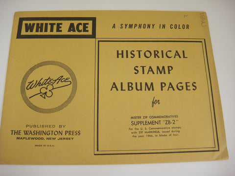 White Ace 1966 Mister Zip Commemorative Blocks Album Supplement United States ZB-2 NOS
