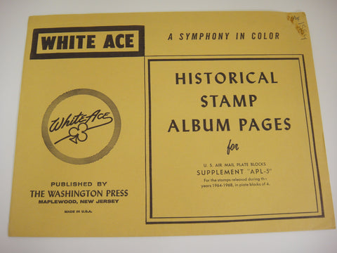 White Ace 1964-1968 United States Air Mail Plate Blocks Album Supplement APL-5 NOS