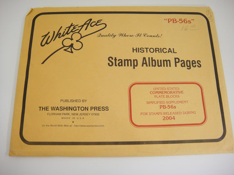 White Ace 2004 Commemorative Plate Blocks Simplified Supplement United States PB-56s