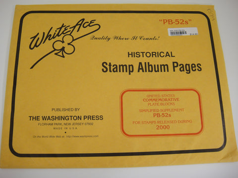White Ace 2000 Commemorative Plate Blocks Simplified Supplement United States PB-52s