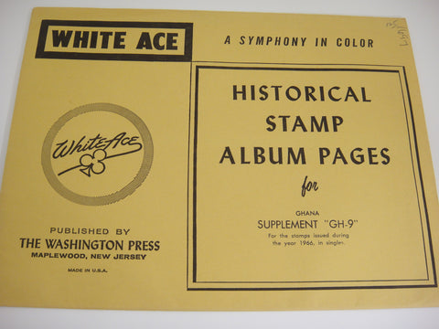 White Ace 1966 Ghana Stamp Singles Album Supplement GH-9