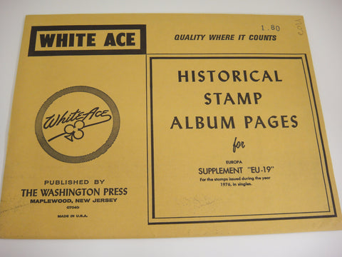 White Ace 1976 Europa Stamp Singles Album Supplement EU-19 NOS