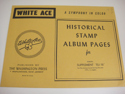 White Ace 1973 Europa Stamp Singles Album Supplement EU-16 NOS