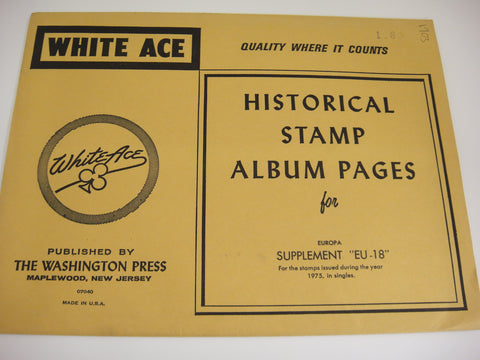 White Ace 1975 Europa Stamp Singles Album Supplement Europa 1975 EU-18