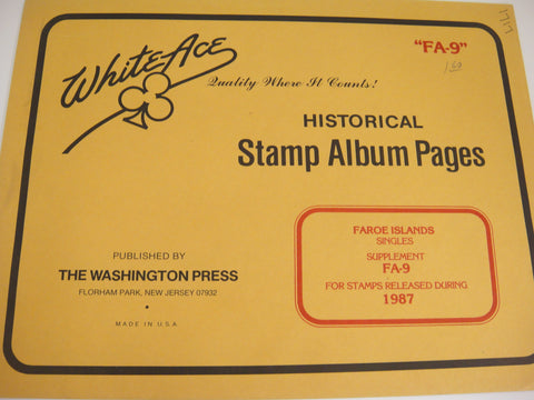 White Ace 1987 Faroe Islands Stamp Singles Album Supplement FA-9