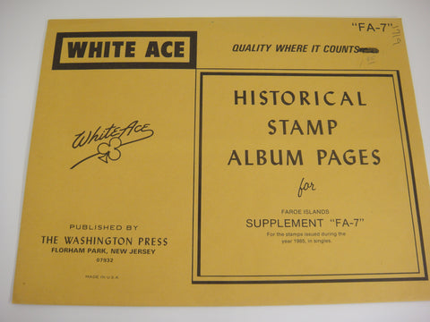 White Ace 1985 Faroe Islands Stamp Singles Album Supplement FA-7