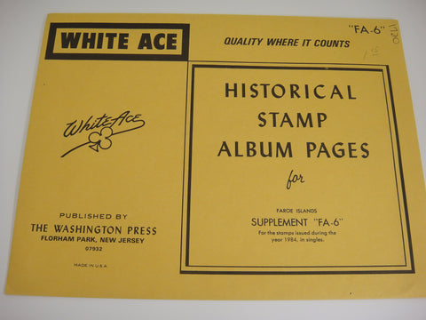 White Ace 1984 Faroe Islands Stamp Singles Album Supplement FA-6