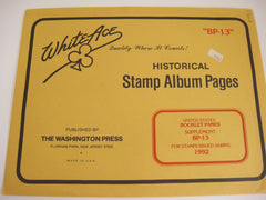 White Ace 1992 Booklet Panes Stamp Album Supplement United States BP-13 NOS
