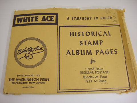 White Ace Regular Issue Plate Blocks of 4 Album United States 1922-1968 NOS