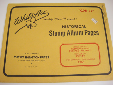 White Ace 1988 Commemorative Postal Stationery Supplement United States CPS-17