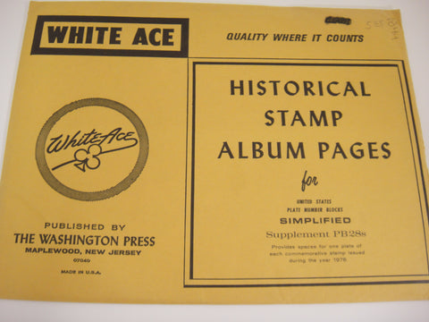 White Ace 1976 Commemorative Plate Blocks Simplified Supplement United States PB28s