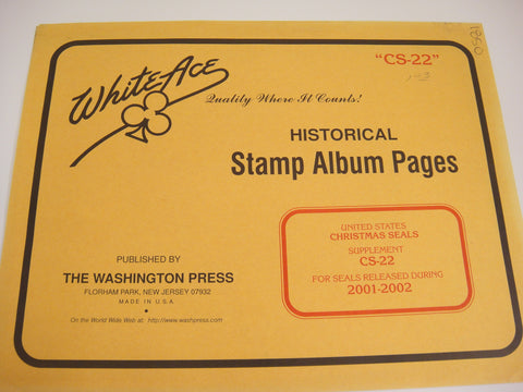 White Ace Christmas Seals Stamps Album Supplement United States 2001-2002 CS-22