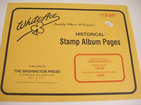White Ace 1999 Christmas Seals Stamps Album Supplement United States CS-20